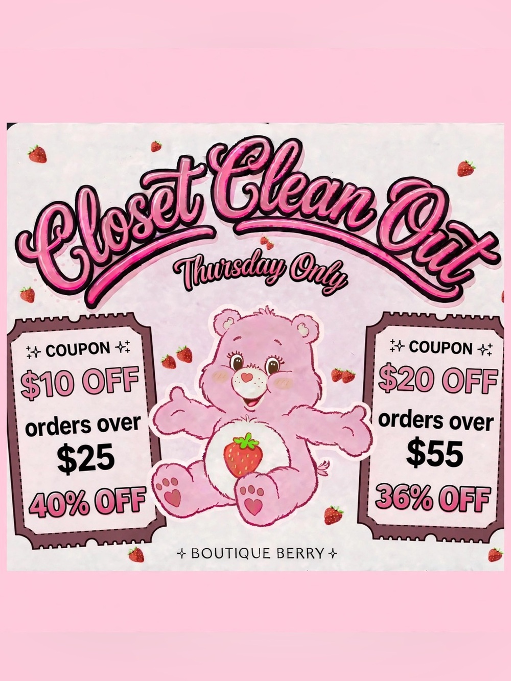 CLOSET CLEAN OUT!!                 Up to 40% off   Today only